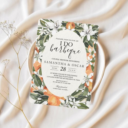 Trendy Orange Flowers  Leaf Beauty Frame Invitation