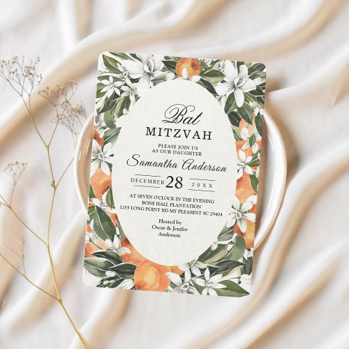 Trendy Orange Flowers  Leaf Beauty Frame Invitation