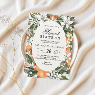 Trendy Orange Flowers & Leaf Beauty Frame Invitation