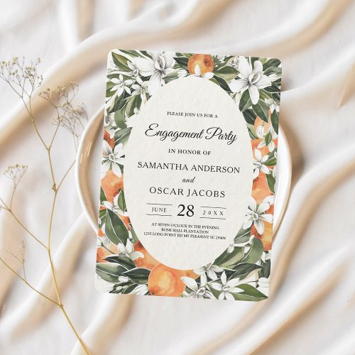 Trendy Orange Flowers  Leaf Beauty Frame Invitation