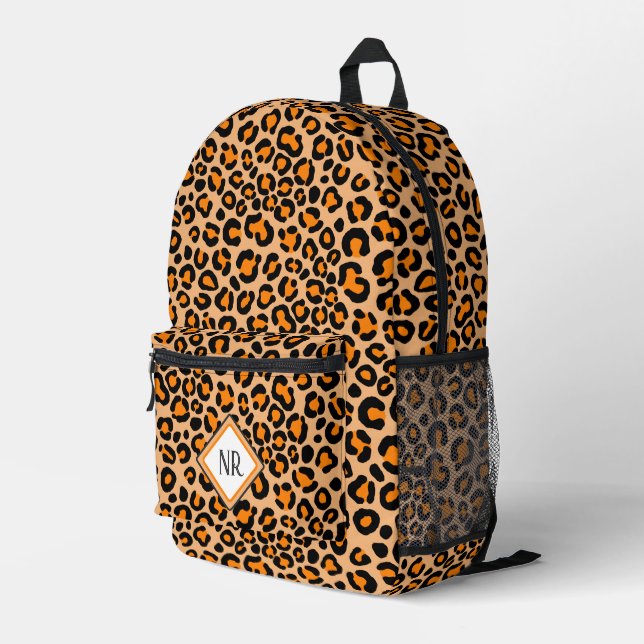  Trendy Orange Leopard Pattern Cheetah Print Women Printed Backpack (Back Corner Right)