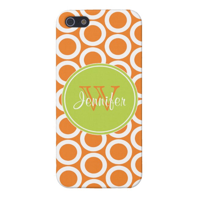 Trendy Orange & Lime Green Pattern, iPhone 5 iPhone Case (Back)