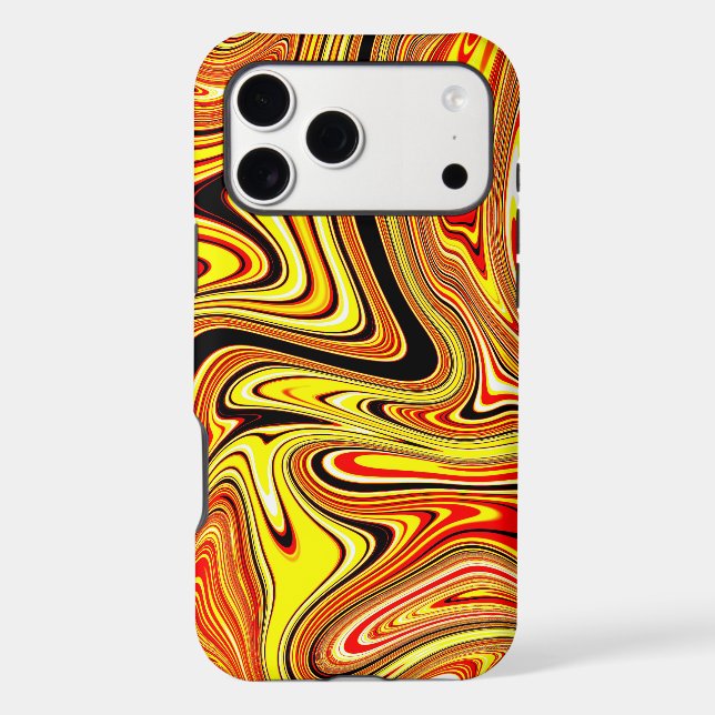 Trendy Orange Marble Swirl Pattern iPhone Case (Back)