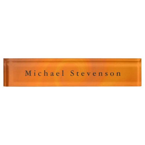 Trendy Orange Modern Design Unique Personal Nameplate