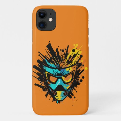 Trendy Orange Paintball Mask Splatters iPhone 11 Case