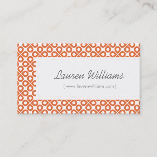 Trendy Orange Pattern for Interior Designer/Salon Business Cards