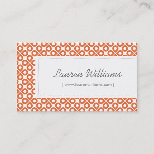 Customizable Trendy Orange Pattern for Interior Designer/Salon Business Cards