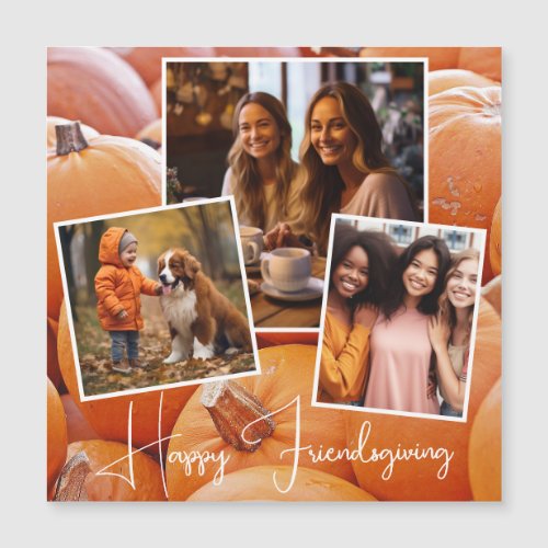 Trendy Orange Pumpkin Happy Friendsgiving Magnetic