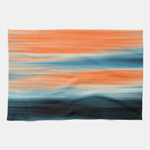 Trendy Orange Red Blue Stripes Towel