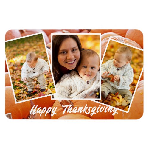 Trendy Orange Red Family Photos  Thanksgiving Magnet
