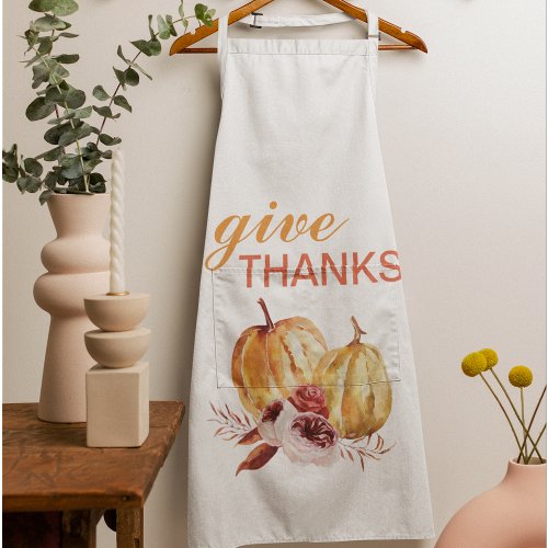 Trendy Orange  Red Give Thanks  Pumpkin Apron