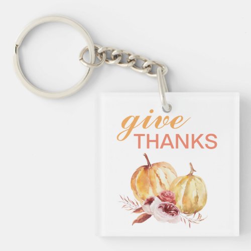 Trendy Orange  Red Give Thanks  Pumpkin Keychain