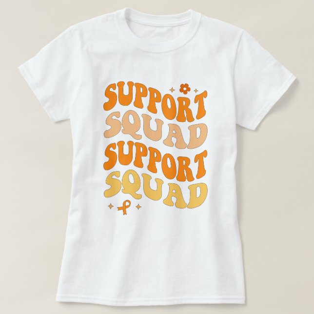 Trendy Orange Ribbon Support Squad Leukemia T-Shirt (Design Front)