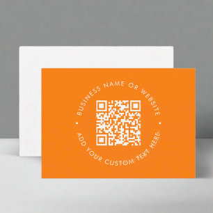 Trendy Orange Scannable QR Code Website  Business Card