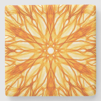 Trendy Orange, Yellow Fractal Stone Coaster