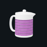 Trendy Orchid Purple Chevron Zigzag Teapot<br><div class="desc">This trendy,  girly teapot design features a bright,  colorful orchid - purple chevron pattern / zigzag in two alternating shades of fuchsia / purple on a white background. It's a very pretty,  chic,  stylish design for her.</div>
