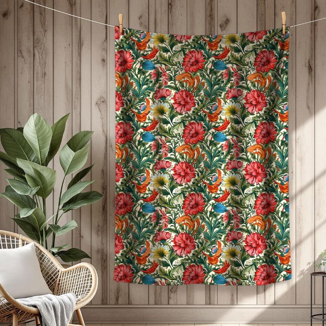 Trendy Ornate Botanical Inspired by William Morris Fleece Blanket (Trendy Ornate Botanical Inspired by William Morris Fleece Blanket)