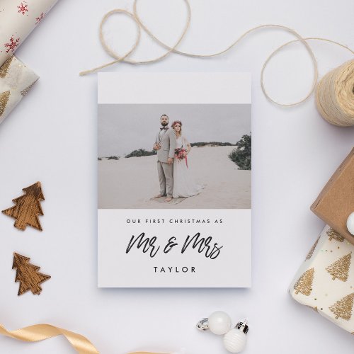 Trendy Our first Christmas as Mr  Mrs photo card