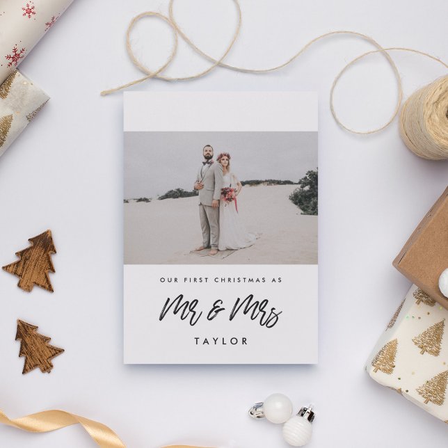 Trendy Our First Christmas as Mr & Mrs Photo Invitation (Creator Uploaded)