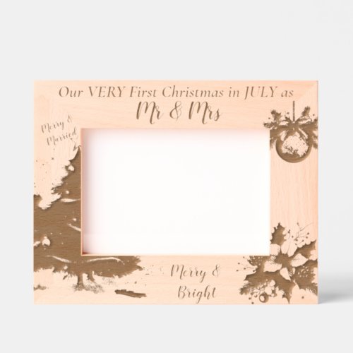 Trendy Our Very First Christmas in JULY  Engraved Frames