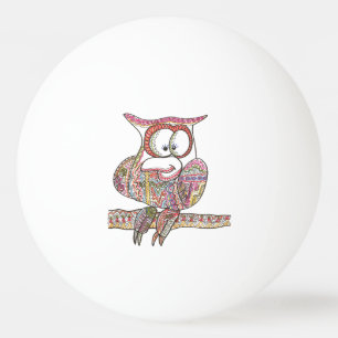 Trendy Owl - Modern Art Ink Drawing Ping-Pong Ball