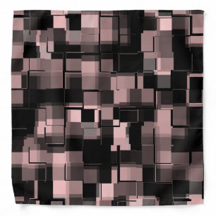 Trendy Pale Pink Black White Gray Abstract Pattern Bandana