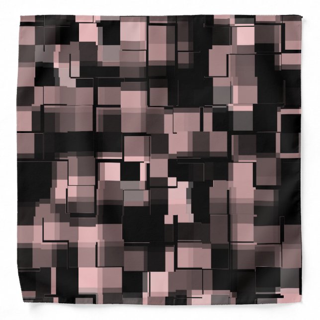 Trendy Pale Pink Black White Gray Abstract Pattern Bandana (Front)