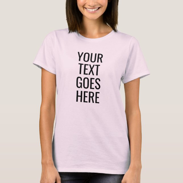 Trendy Pale Pink Womens Girls Front Print Template T-Shirt (Front)