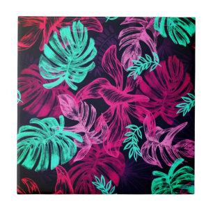 Trendy Palm Leaves Ceramic Tile