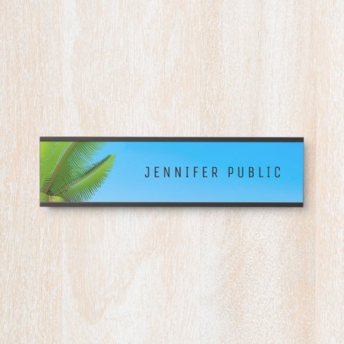 Trendy Palms Blue Sky Modern Nature Template Door Sign