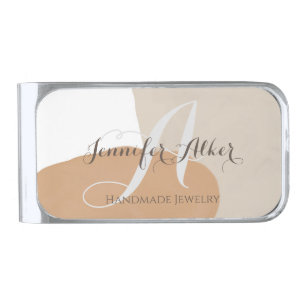 Trendy Pampas Terracotta Abstract Handmade Jewelry Silver Finish Money Clip