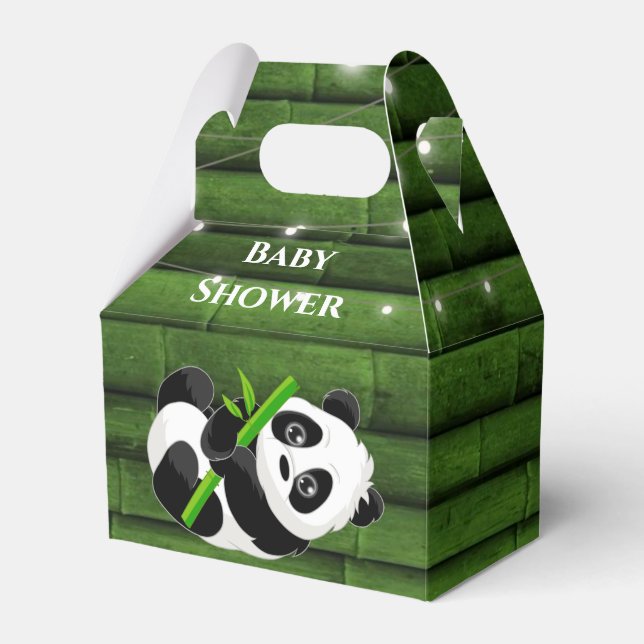 Trendy Panda Bear Bamboo Baby Shower  Favor Boxes (Front Side)