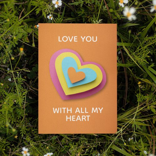 Trendy Paper Hearts Love Card