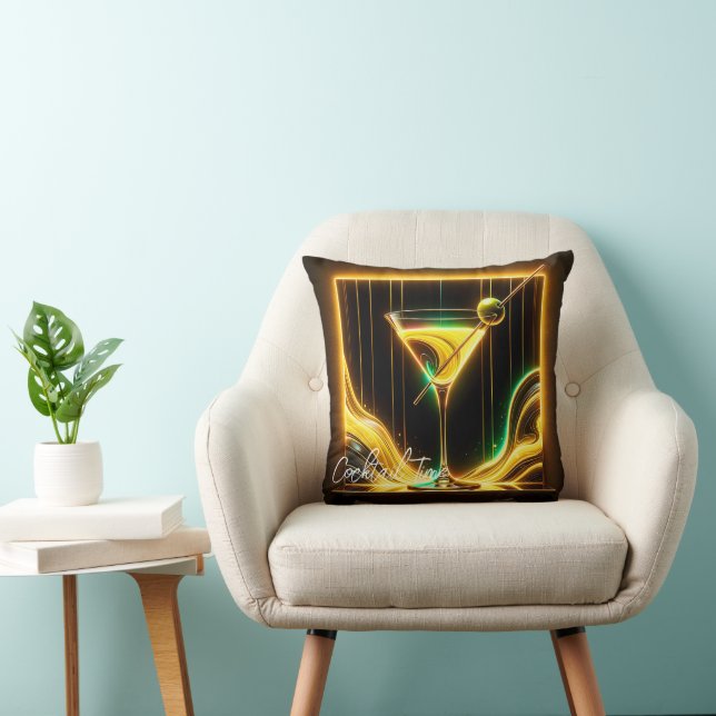 Trendy Party Time Neon Personalized Throw Pillow (Chair)