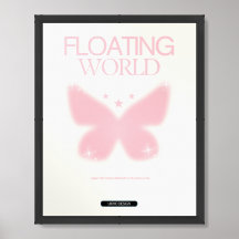 Trendy Pastel Aura Gradient With Butterfly Poster