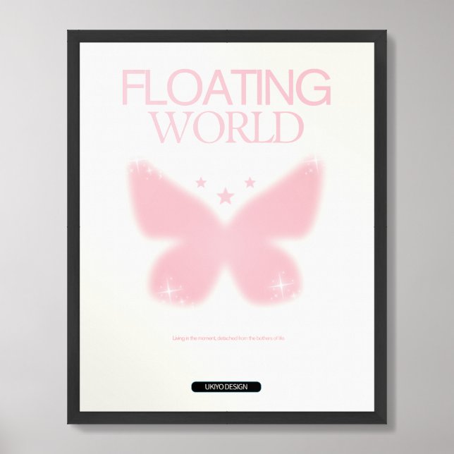 Trendy Pastel Aura Gradient With Butterfly Poster (Framed Front)