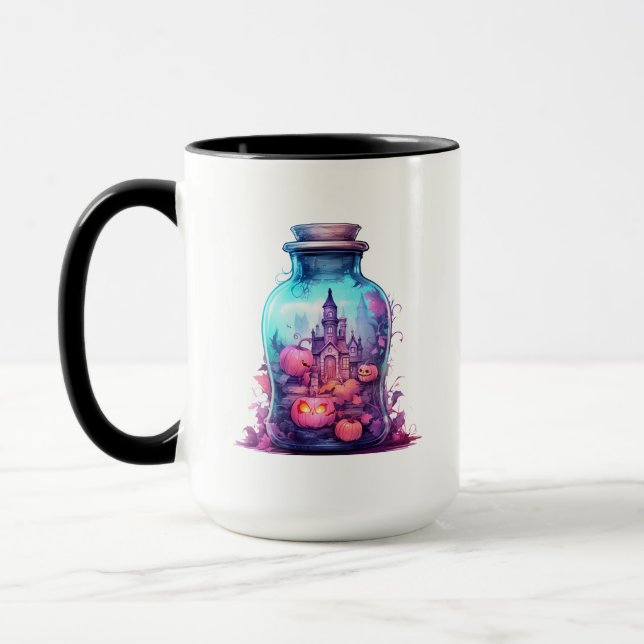 Trendy pastel blue and pastel pink Halloween Party Mug (Left)