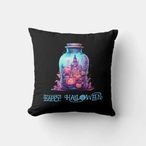 Trendy pastel blue and pastel pink Halloween Party Throw Pillow