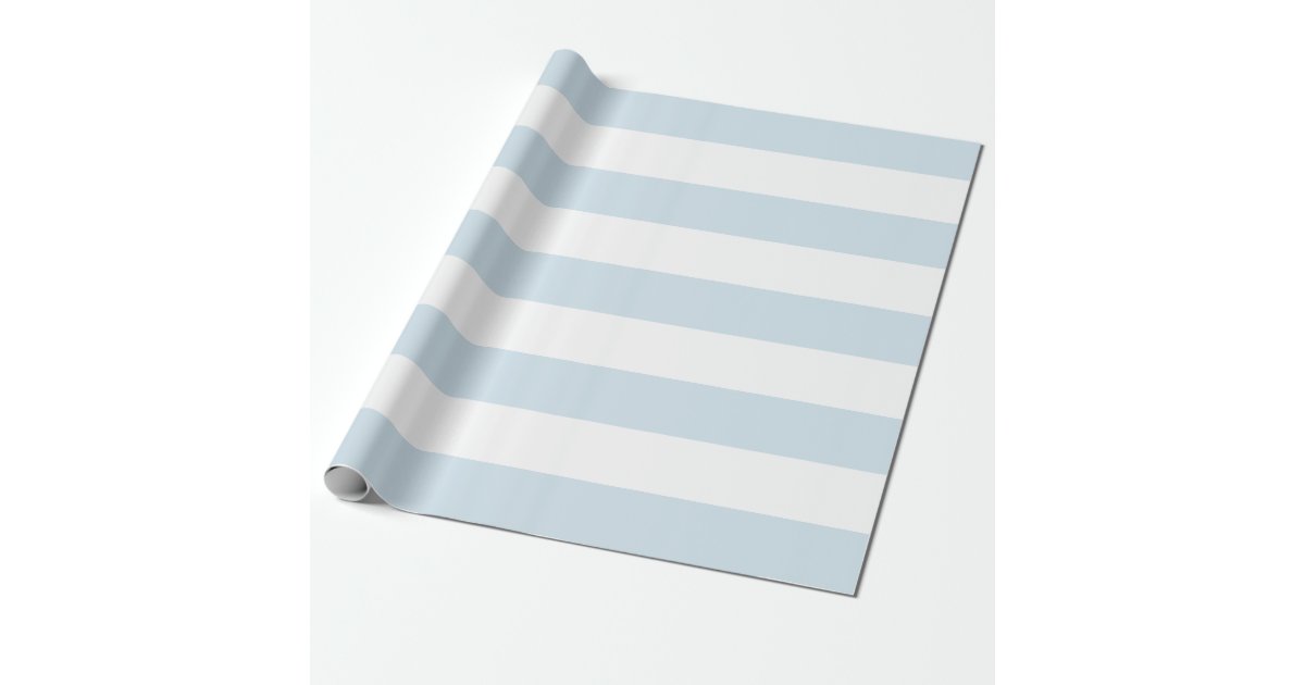 Trendy Pastel Blue and White Stripes Wrapping Paper