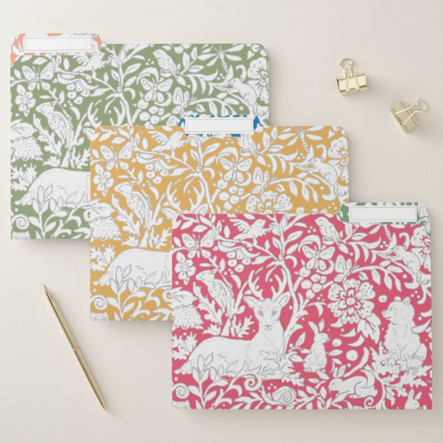 Trendy Pastel Color Woodland Animal Drawing Cool  File Folder (Set)