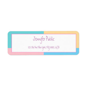 Trendy Pastel Colors Hand Script Name Modern Sleek Label