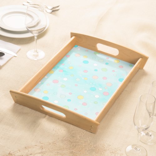 Trendy Pastel Dots Whimsical Modern Winter Holiday Serving Tray