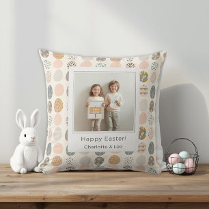 Trendy Pastel Easter Photo Throw Pillow   Personal