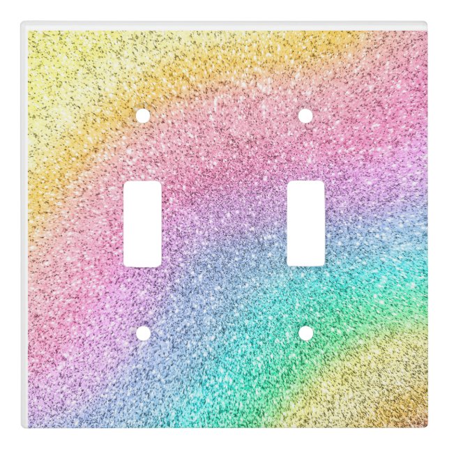 Trendy Pastel Glitter Girly Custom Light Switch Cover (Front)
