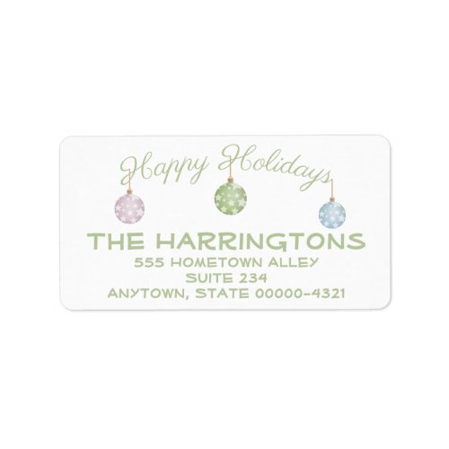 Trendy Pastel Green Happy Holidays Ornaments Label