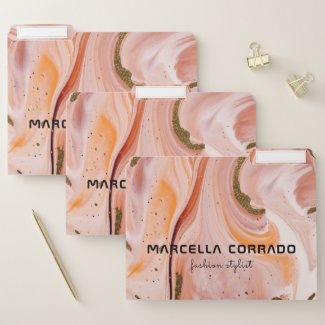 Trendy Pastel Marble Agate Gold Fashion Stylist File Folder