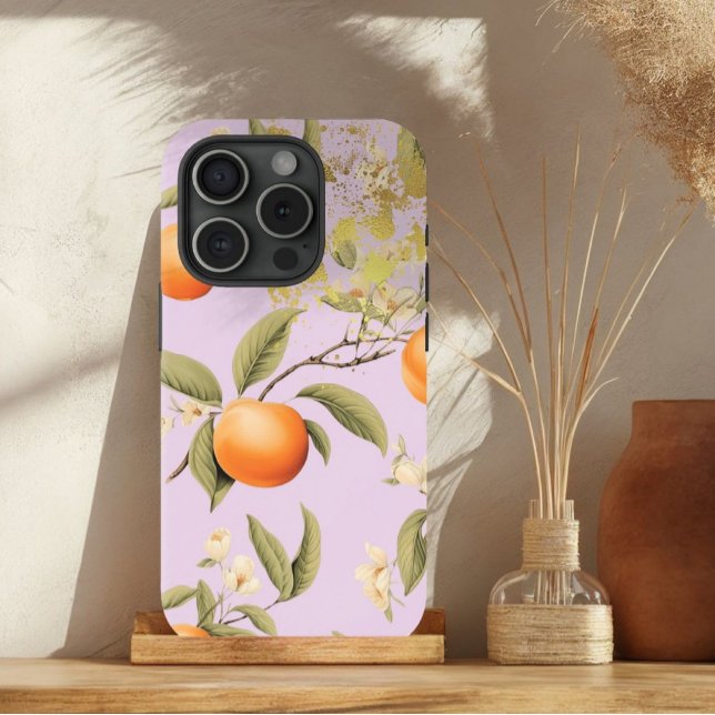 Trendy Pastel Mauve, Apricot Fruit and Chic Gold Case-Mate iPhone Case (Creator Uploaded)