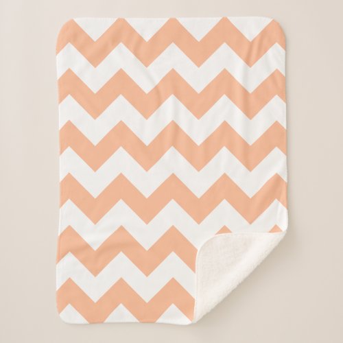 Trendy Pastel Peach Chevron Pattern Sherpa Blanket