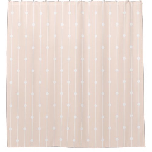 Trendy Pastel Peach Pink striped and dotted modern Shower Curtain