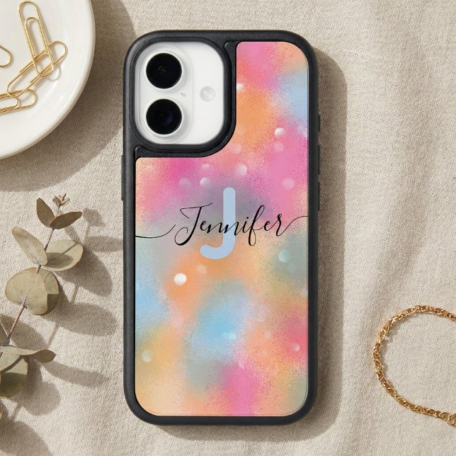 Trendy Pastel Pink Blue Abstract Spray Paint Otterbox iPhone Case (Creator Uploaded)